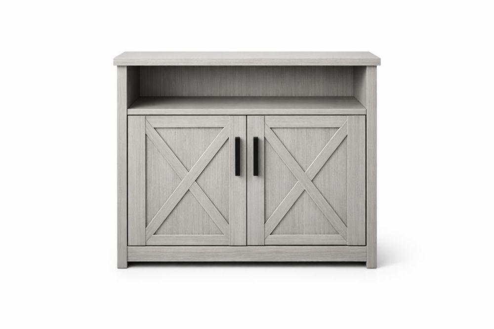 Wood Storage Cabinet MDF Light Gray 70cm x 80cm x 35cm