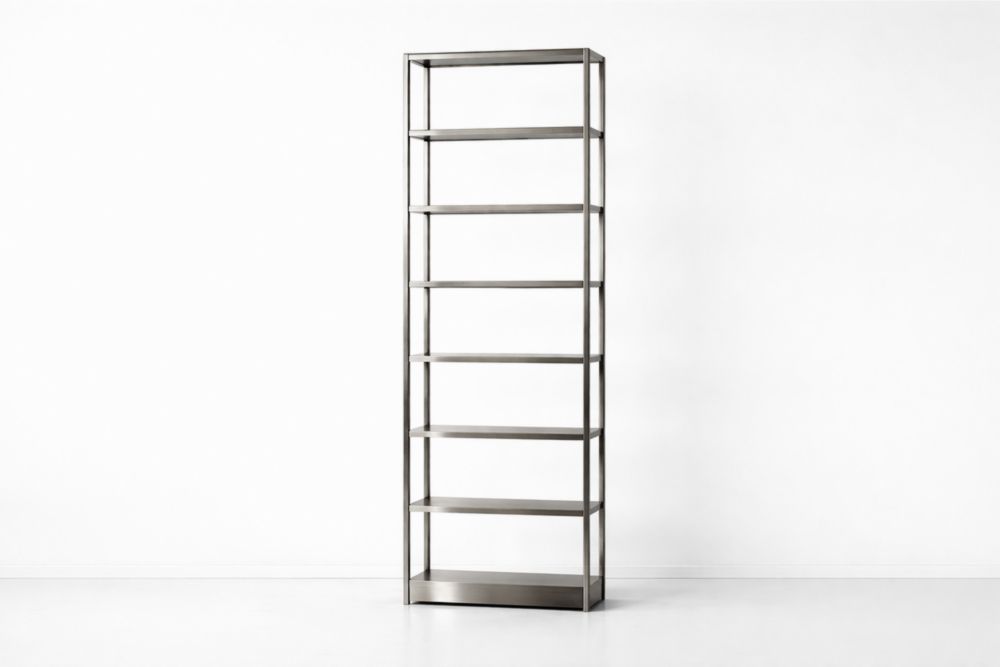 Metal Bookshelf Silver 7-Shelf 180cm