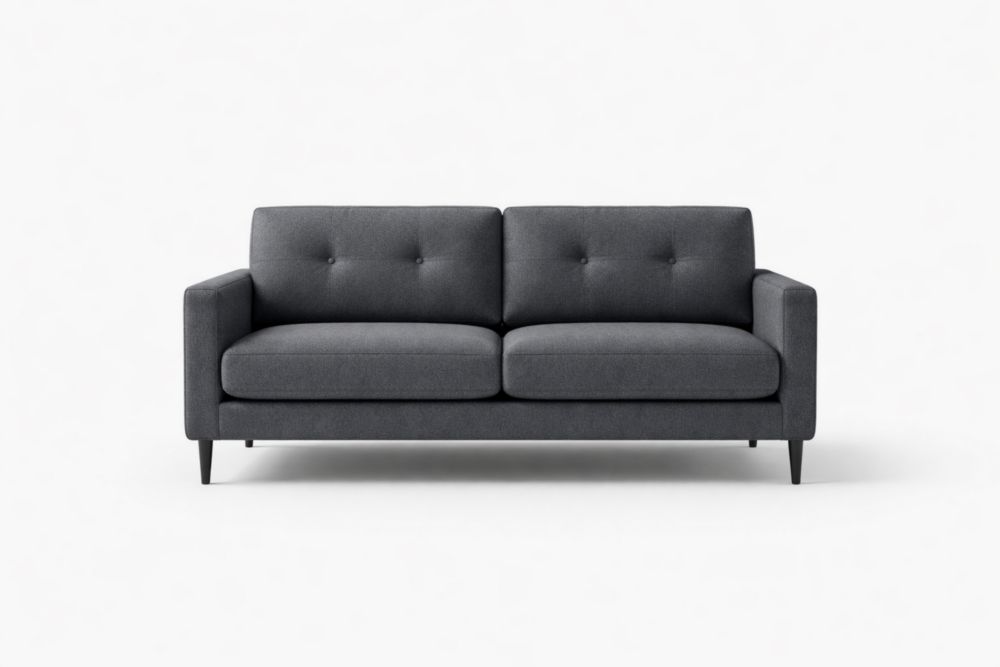 Dark gray polyester two-seater sofa with cushions backrest and armrests 180 cm