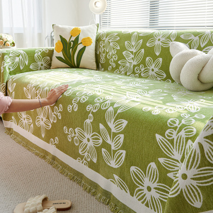 Nordic Floral Full-Cover Luxury Non-Slip Sofa Cover