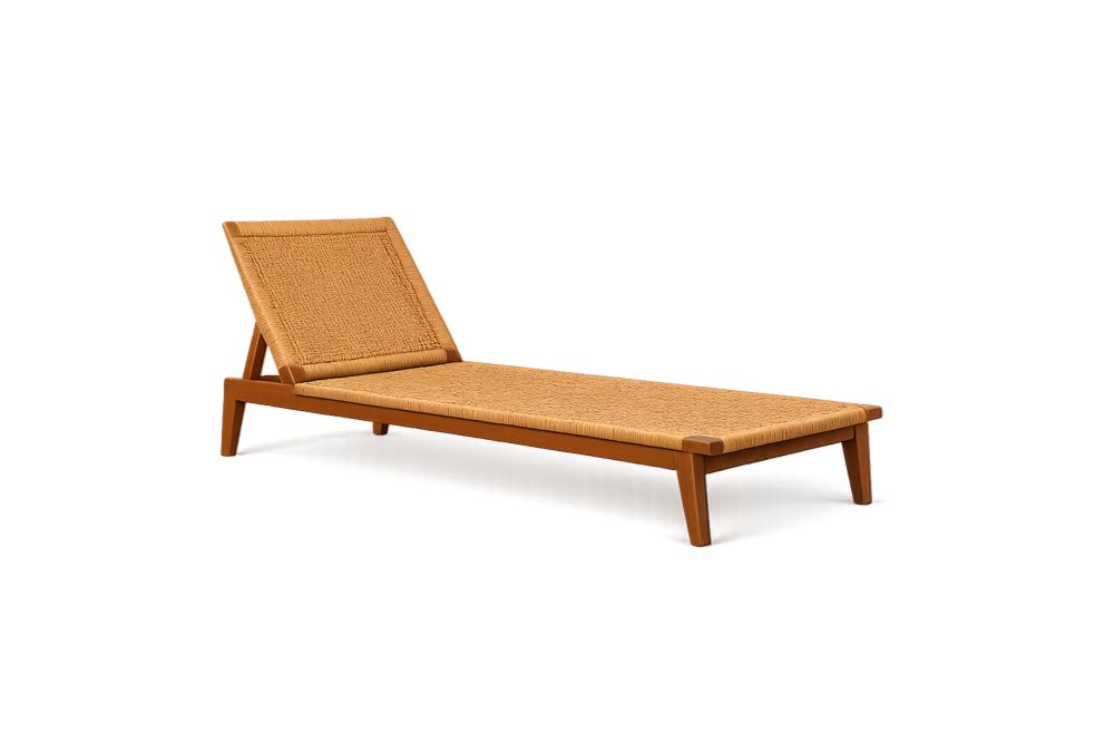Solid Wood and Wicker Adjustable Outdoor Chaise Lounge Brown Length 200cm