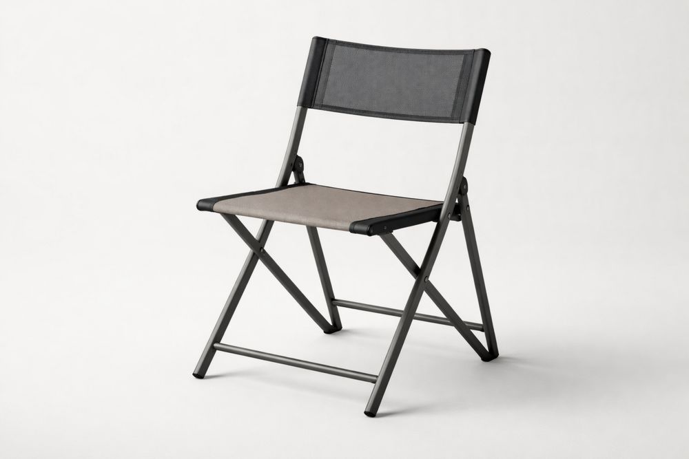 Black Steel Frame Folding Chair with Textilene Back and Seat