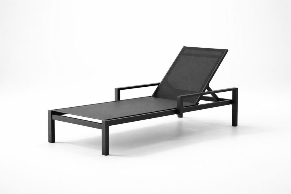 Black Aluminum Frame Adjustable Outdoor Lounge Chair