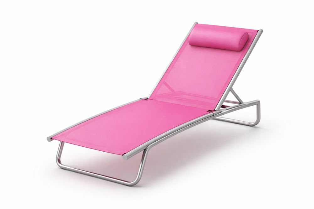 Pink Aluminum Outdoor Chaise Lounge Length 190cm