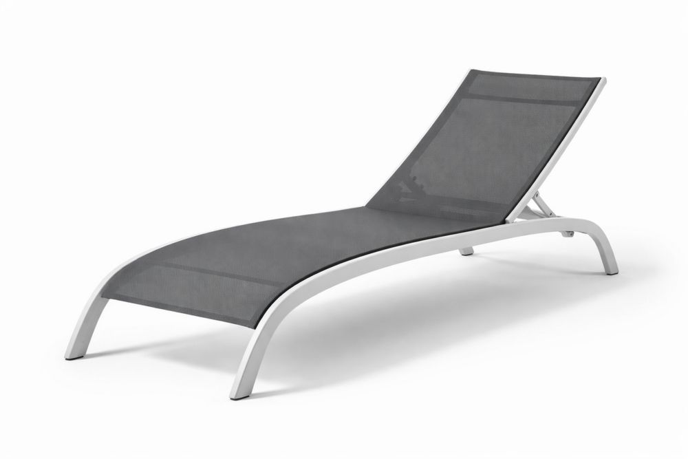 Outdoor Chaise Lounge Chair Aluminum Frame Textilene Fabric Adjustable Recliner