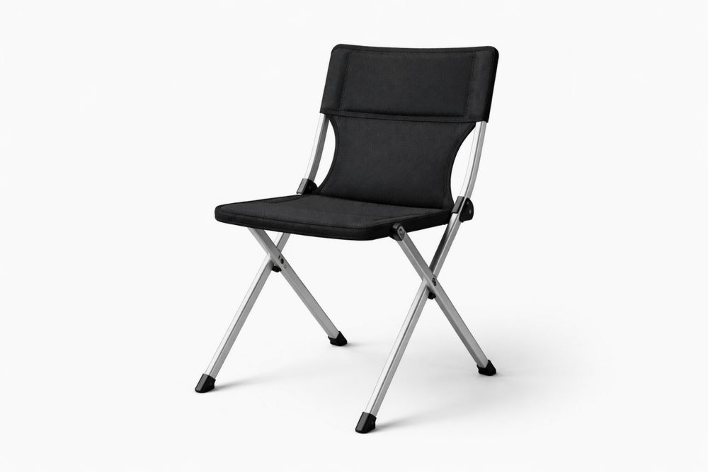 Outdoor Black Folding Chair with Aluminum Frame and Polyester Seat