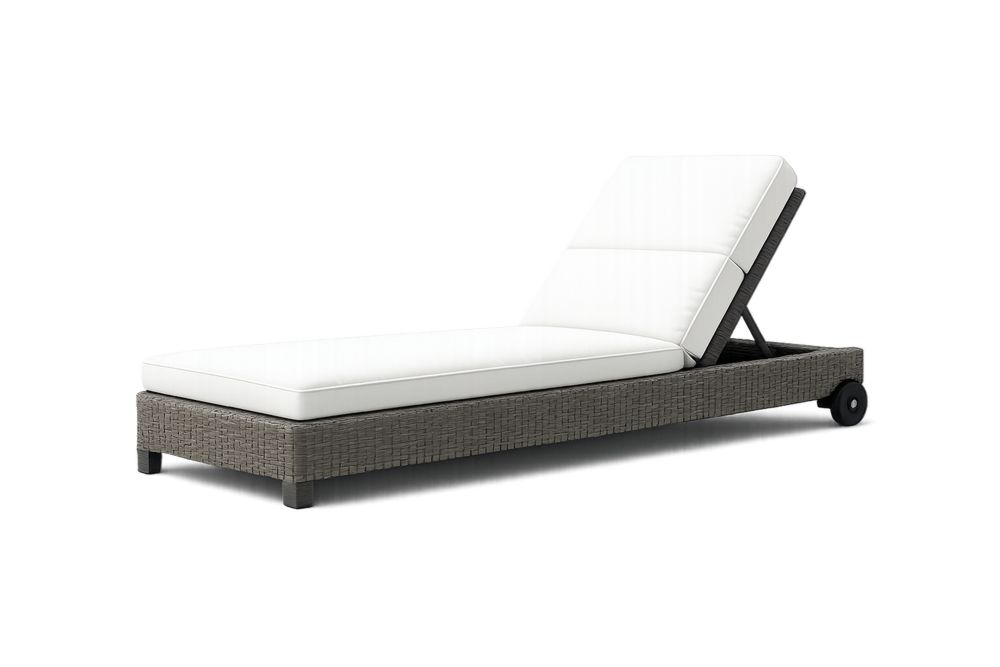 Adjustable Outdoor Rattan Sun Lounger with Cushions and Wheels