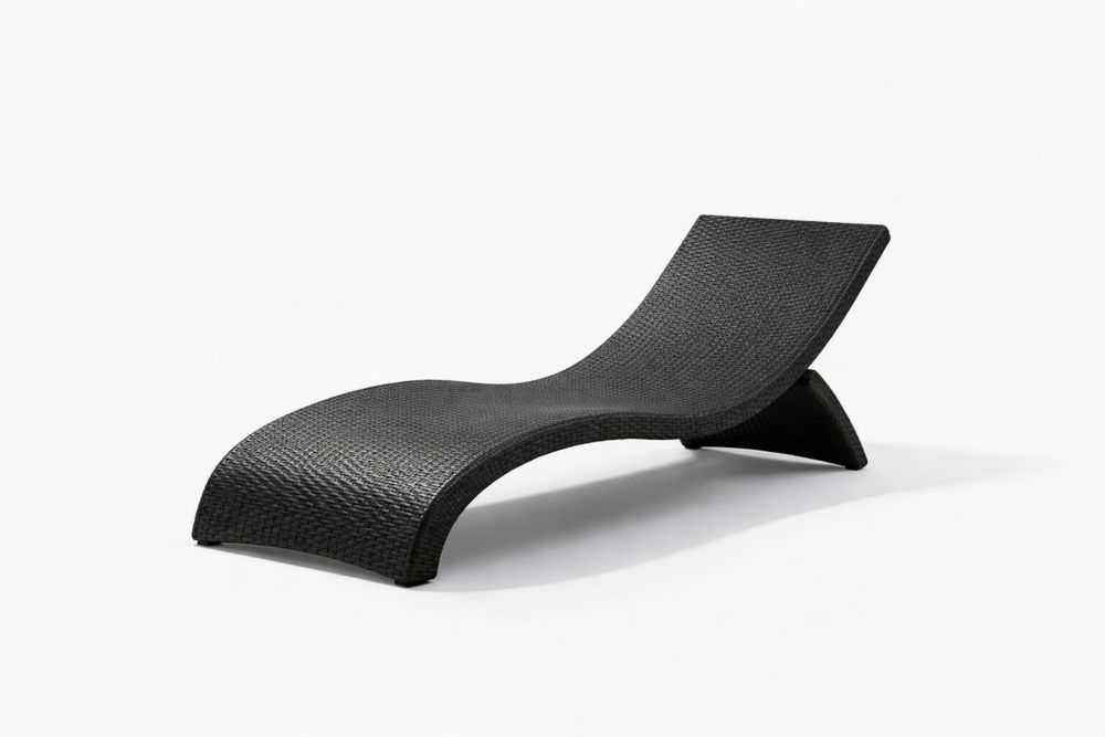 Black Woven Outdoor Chaise Lounge - Polyethylene Resin Frame - Curved Design
