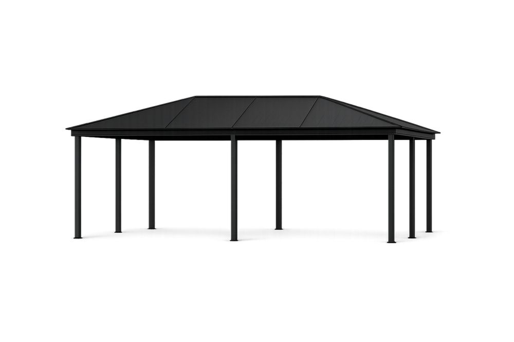 Black Steel Outdoor Gazebo with Polycarbonate Roof 400cm x 300cm(L × W)