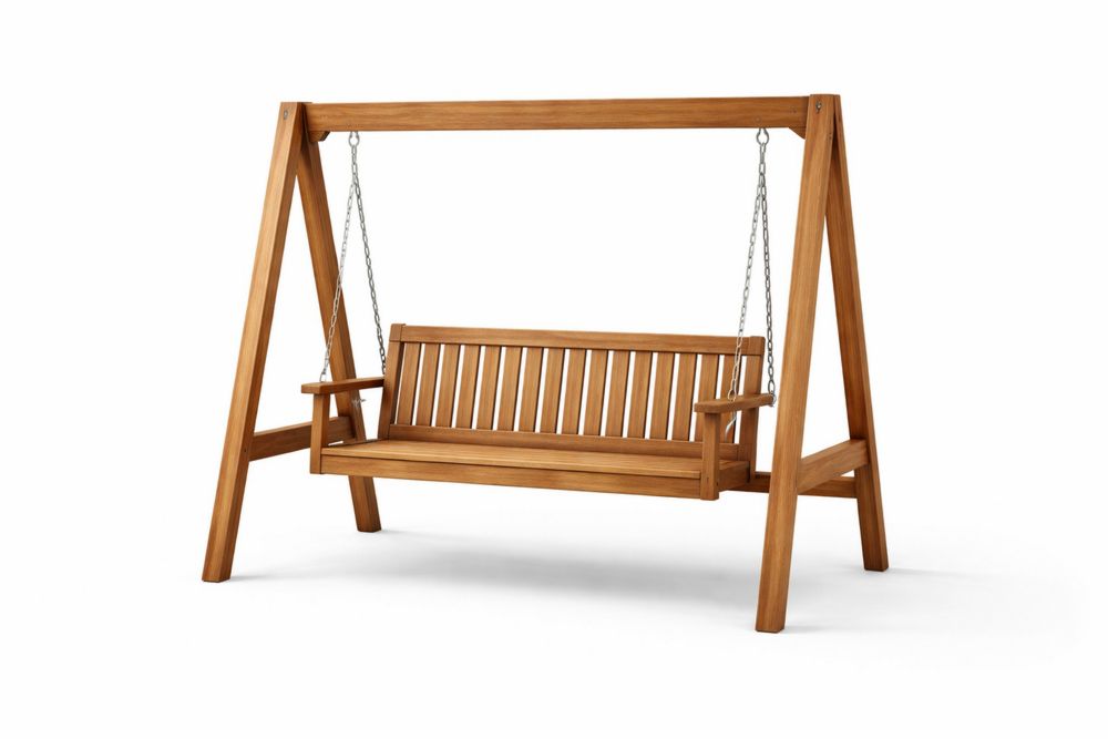 Teak Wood Outdoor Swing with A-Frame and Chains