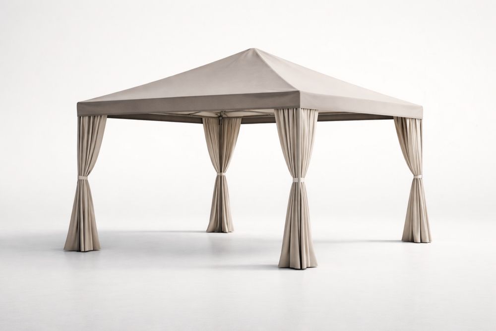 Outdoor Gazebo Canopy Steel Frame Beige Polyester 3m x 3m(L × W)