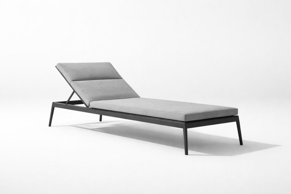 Adjustable Outdoor Chaise Lounge Chair Grey Aluminum Frame