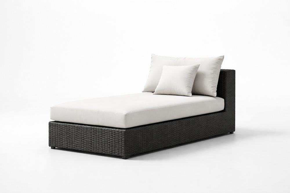 Outdoor Wicker Chaise Lounge Chair with Cream Cushions