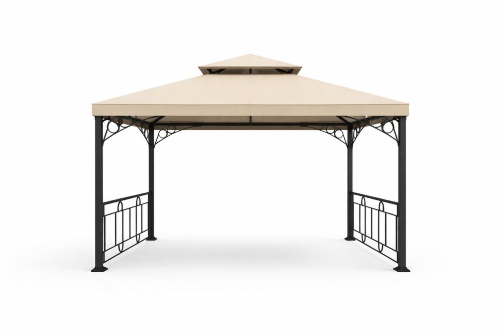 Outdoor Gazebo Beige Polyester Canopy with Steel Frame 300x300 cm(L × W)