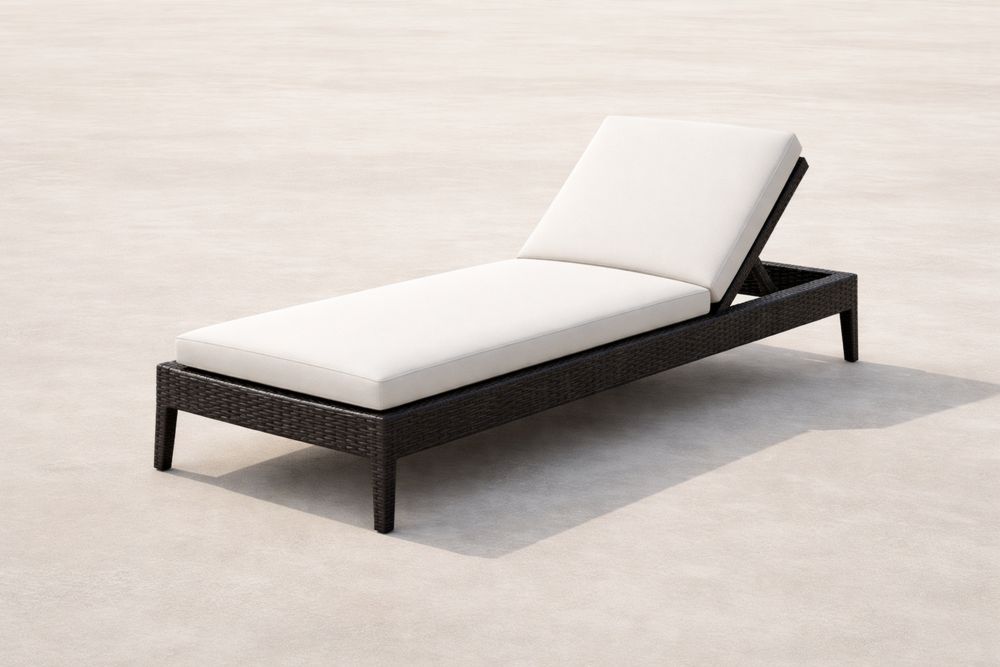 Outdoor Wicker Adjustable Chaise Lounge Chair Beige Cushioned