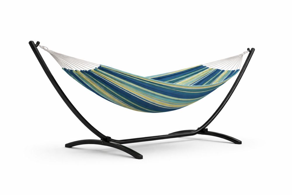 Striped Fabric Hammock with Steel Stand