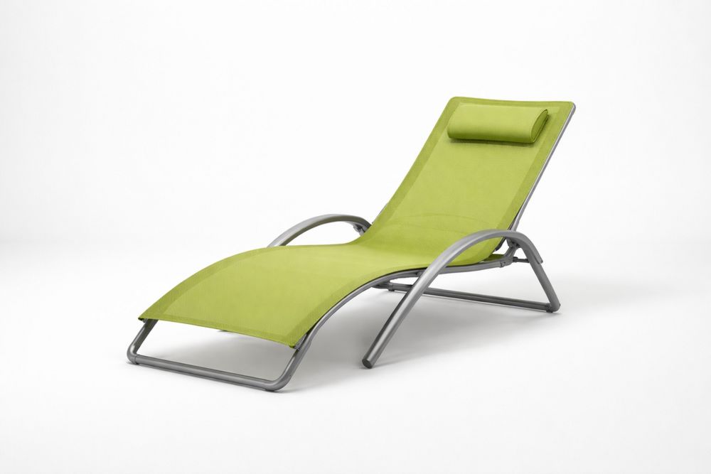 Outdoor Chaise Lounge Chair Green Textilene Steel Frame