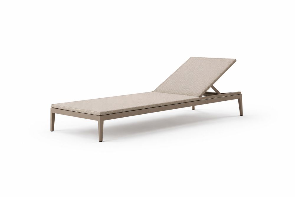 Aluminum Frame Outdoor Chaise Lounge with Adjustable Backrest in Beige
