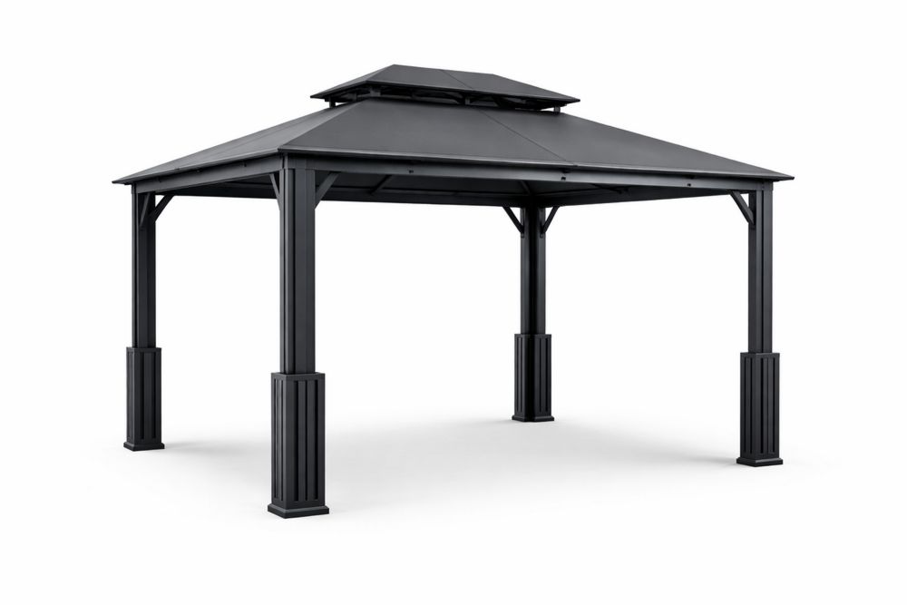 Dark Gray Steel Outdoor Gazebo Weather Resistant