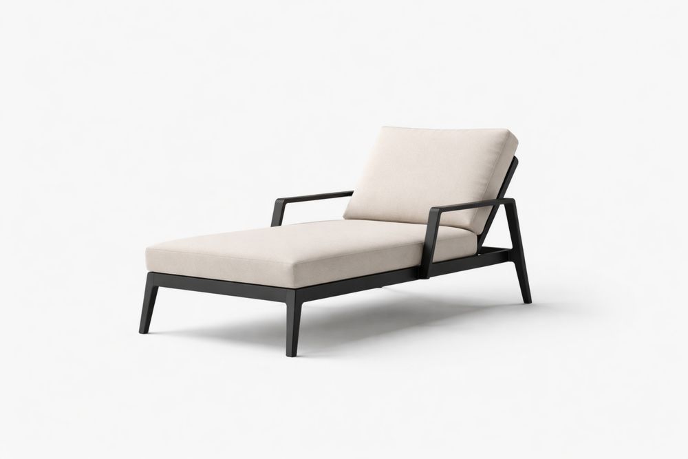 Outdoor Chaise Lounge with Beige Cushions and Aluminum Frame