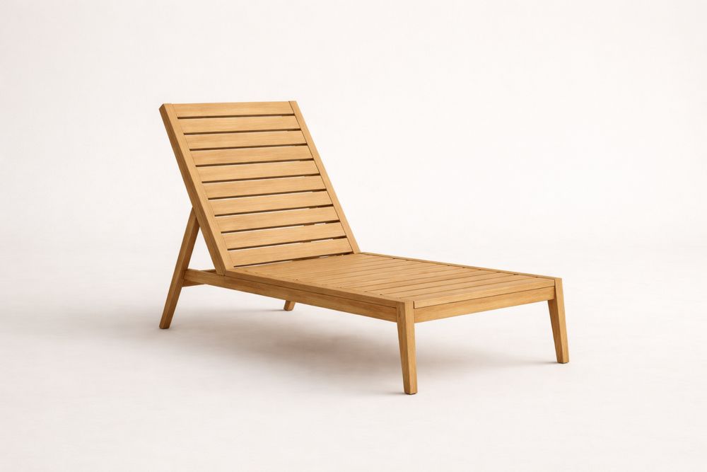 Teak Wood Outdoor Chaise Lounge Chair