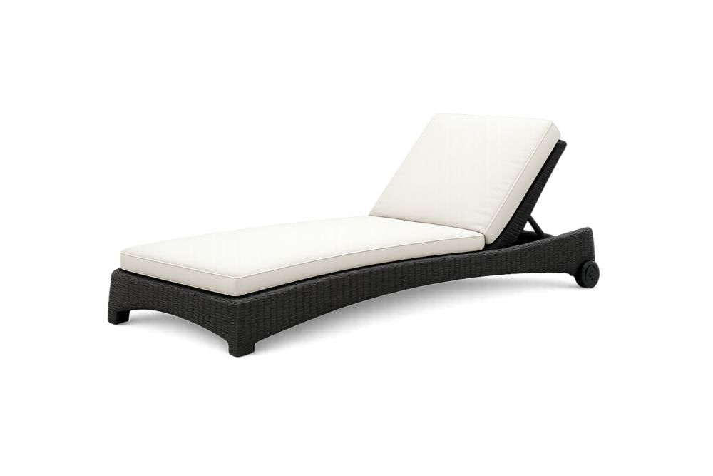 Outdoor Adjustable Wicker Lounge Chair with Cushions Black and White