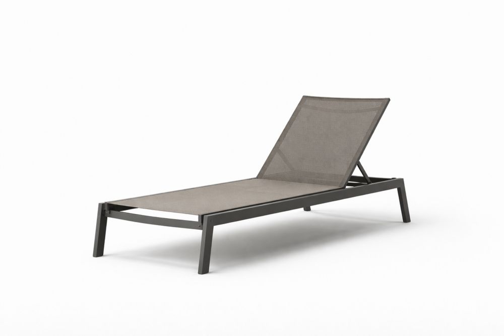 Outdoor Adjustable Sun Lounger Aluminum Frame Grey Length 200cm