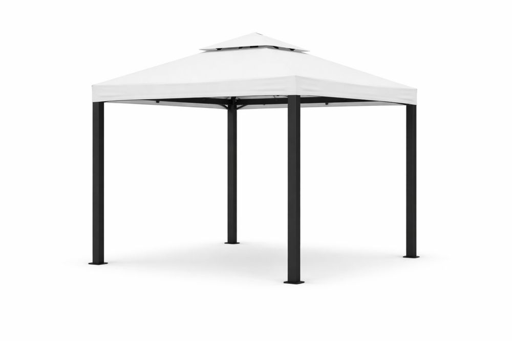 Outdoor Gazebo Canopy White Polyester Cover Steel Frame 3x3m(L × W)