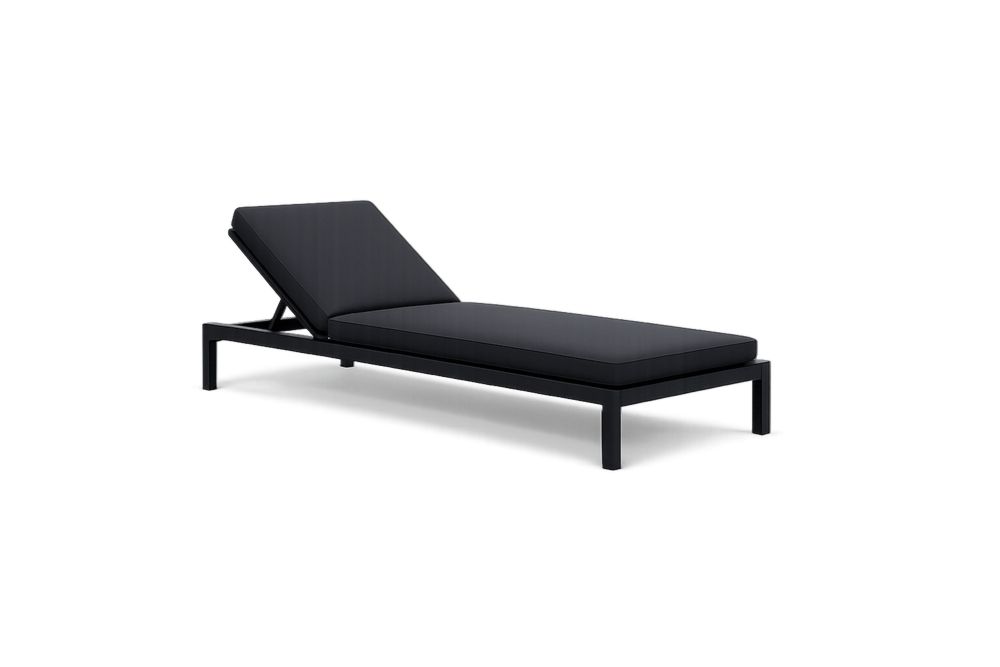 Outdoor Adjustable Aluminum Sun Lounger with Black Cushion