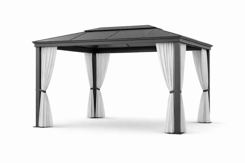 Outdoor Gazebo with Aluminum Frame and Polyester Curtains