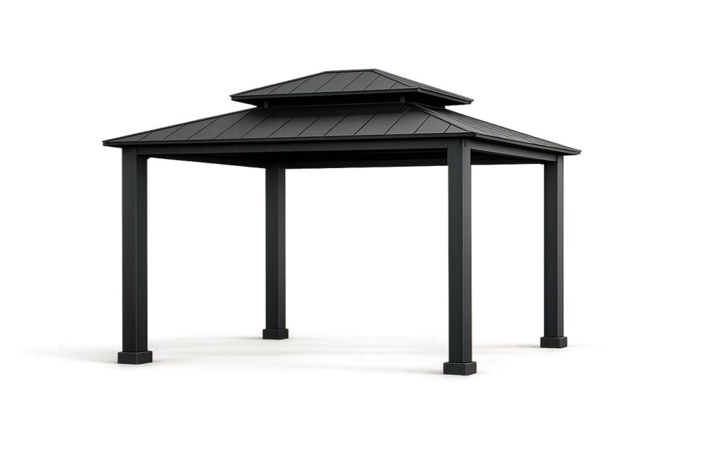Steel Gazebo with Aluminum Frame Black 300cm x 300cm(L × W)