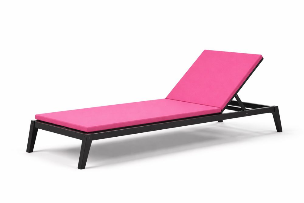 Pink Adjustable Outdoor Chaise Lounge with Aluminum Frame