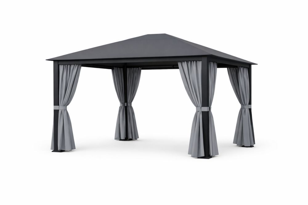 Outdoor Steel Frame Gazebo with Polyester Curtains 3m x 4m(L × W)