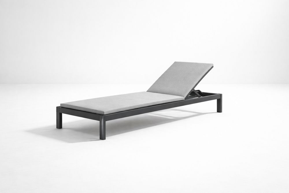 Outdoor Adjustable Chaise Lounge Grey Aluminum Frame