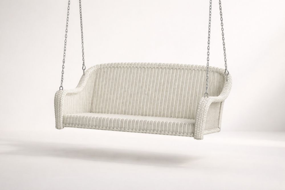 Woven Rattan Hanging Porch Swing White