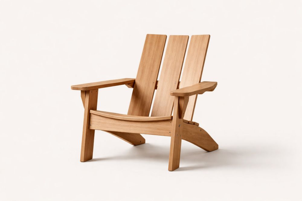 Solid Oak Wood Adirondack Chair Natural Finish Outdoor Lounge Chair