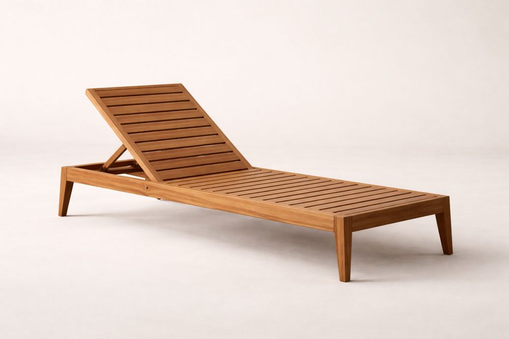 Teak Wood Outdoor Chaise Lounge Chair