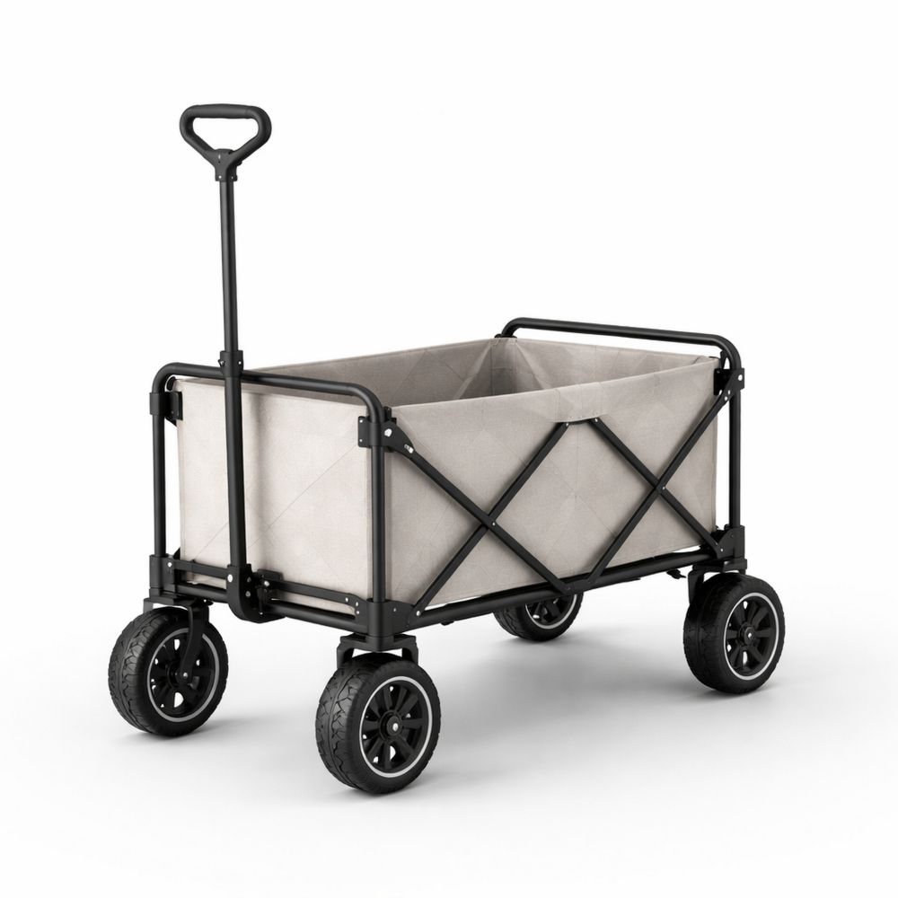 Collapsible Utility Wagon Grey Polyester with Metal Frame