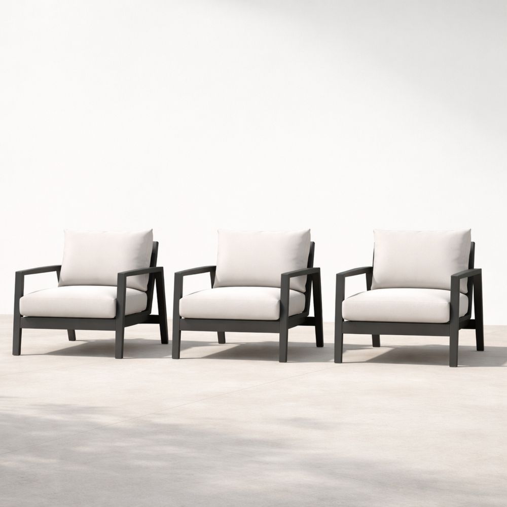 Outdoor Armchair Set with Cushions Aluminum Frame Beige Fabric