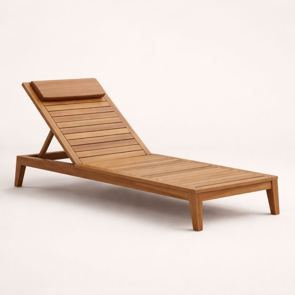 Teak Outdoor Adjustable Chaise Lounge Chair 210cm