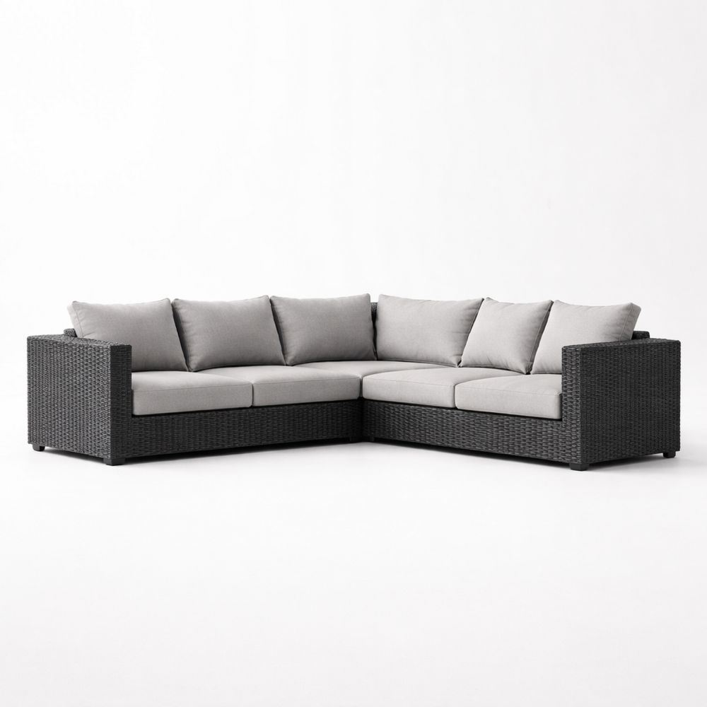 Outdoor Sectional Sofa Set Wicker Aluminum Frame with Cushions
