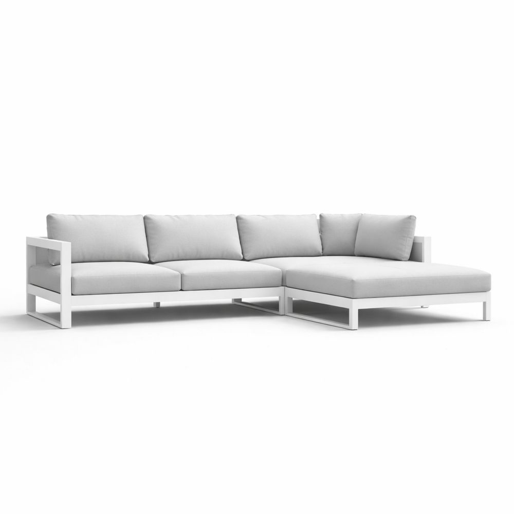 Outdoor Sectional Sofa with Aluminum Frame and Light Gray Cushions