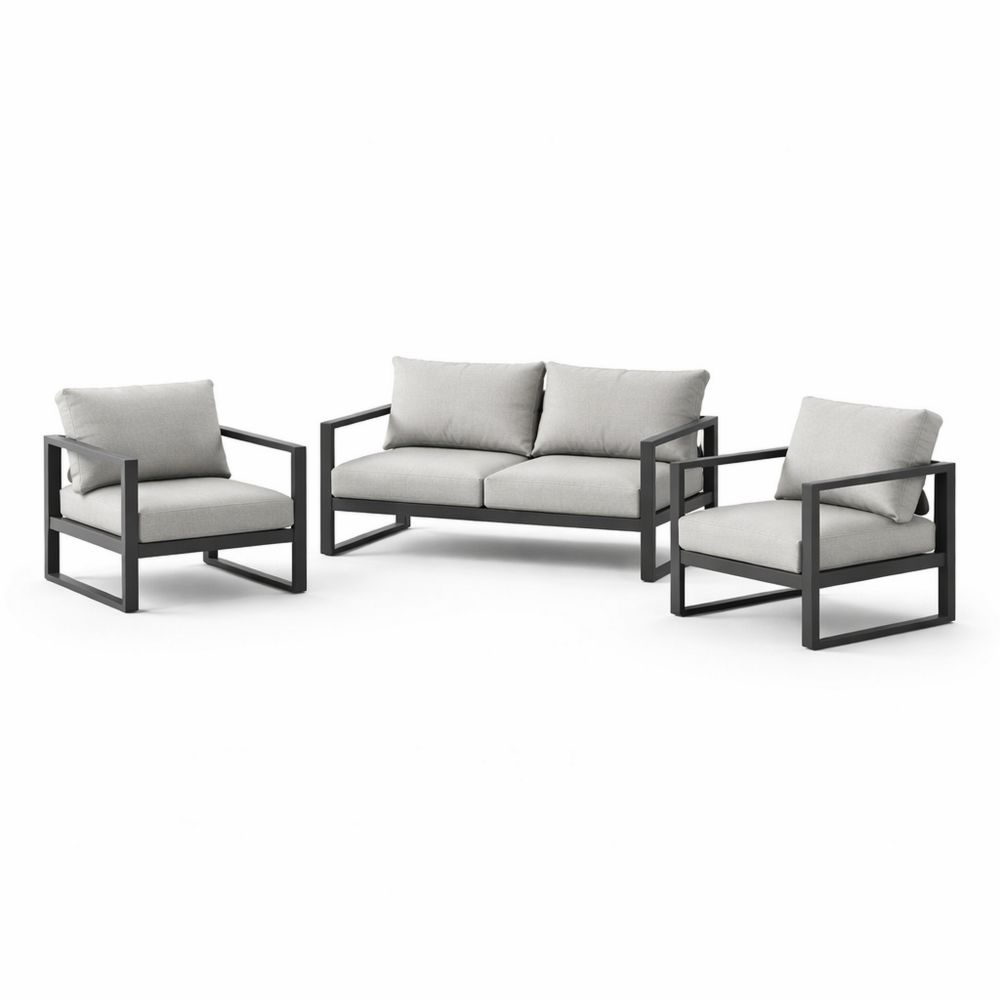 Outdoor Metal Sofa Set with Grey Cushions