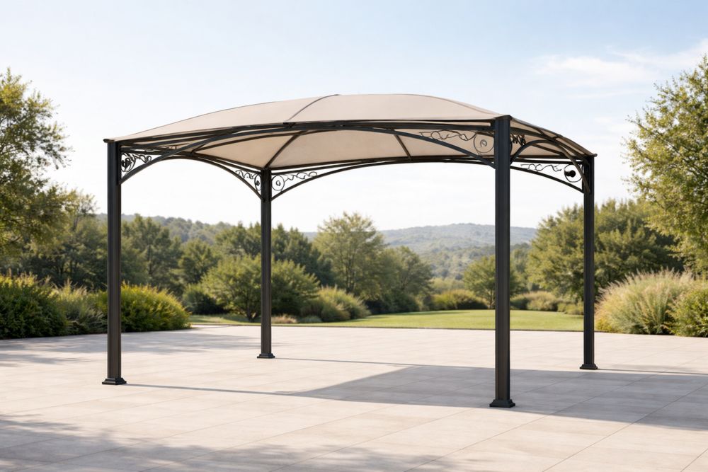 Outdoor Gazebo Steel Frame Beige Canopy 3x3×2.6m