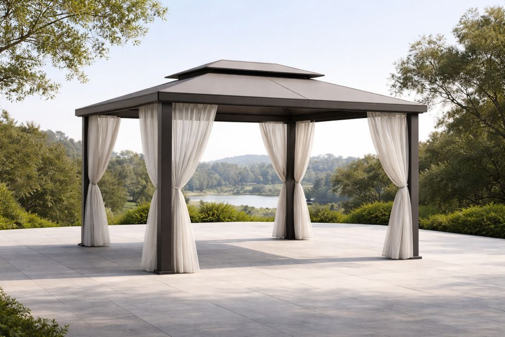 Outdoor Gazebo with Steel Frame and Polycarbonate Roof 3x3×2.6m