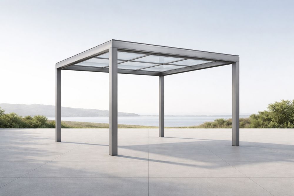 Square Aluminum Frame Gazebo with Tempered Glass Roof 300x300x250 cm