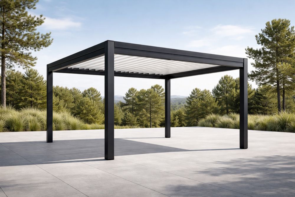 Outdoor Aluminum Pergola with Adjustable Louvered Roof Black 300x300x250 cm