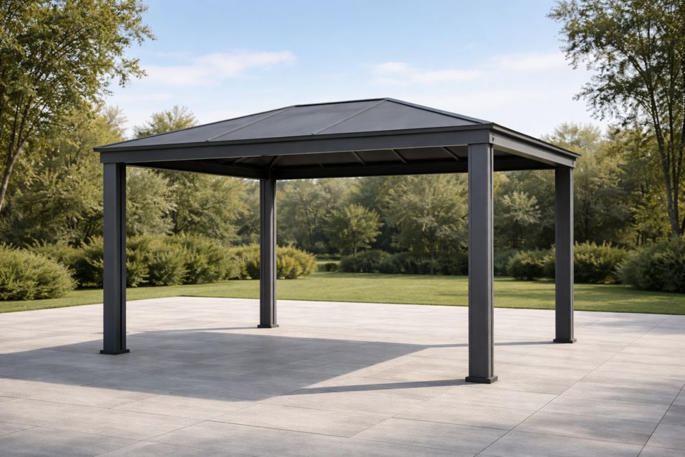 Outdoor Steel Gazebo with Aluminum Roof Charcoal