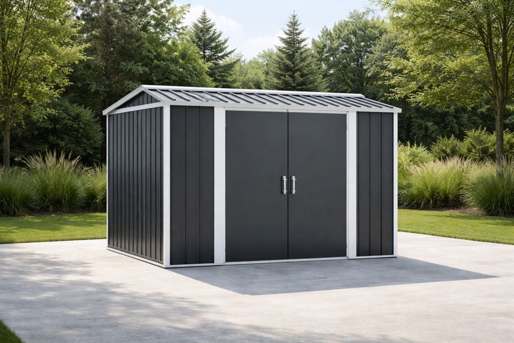 Black Outdoor Steel Storage Shed