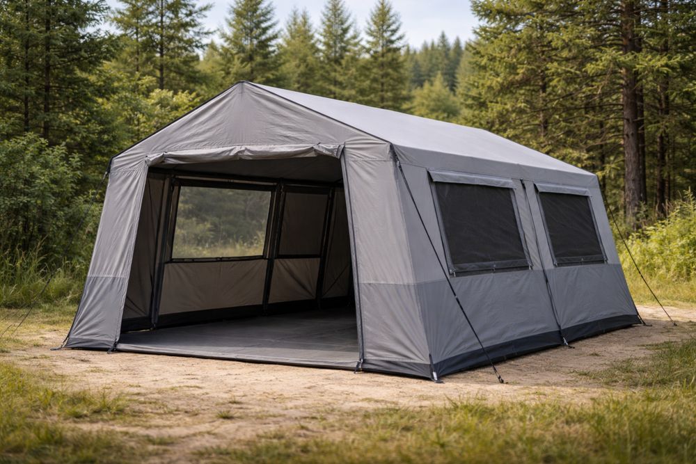 Outdoor Large Camping Tent Gray Polyester Steel Frame 450x300x200cm